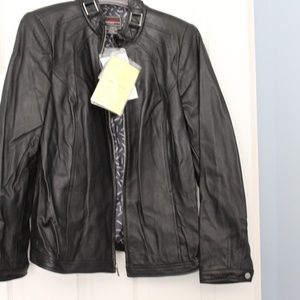 Bradley QVC Black 100% Leather Jacket NWT SZ L